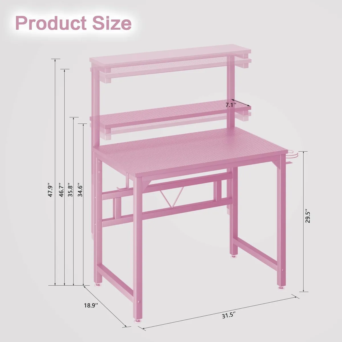 Gaming Desk 80CM Industrial Writing with Height - Image 3
