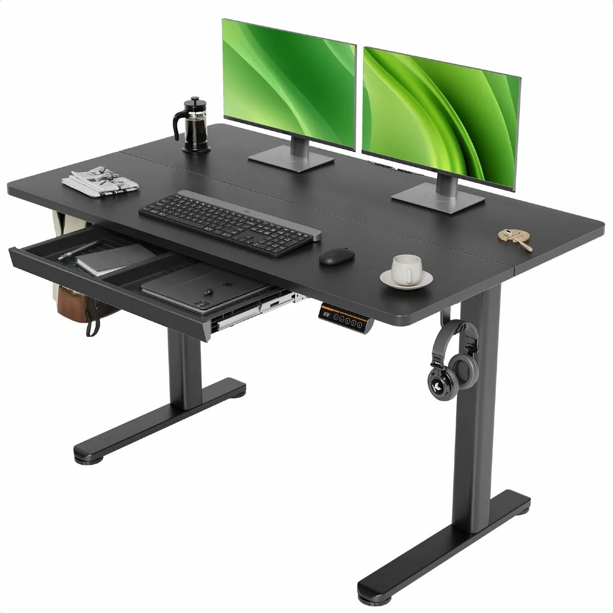 Electric Standing Desk with Drawer 120 x 60 cm - Image 1