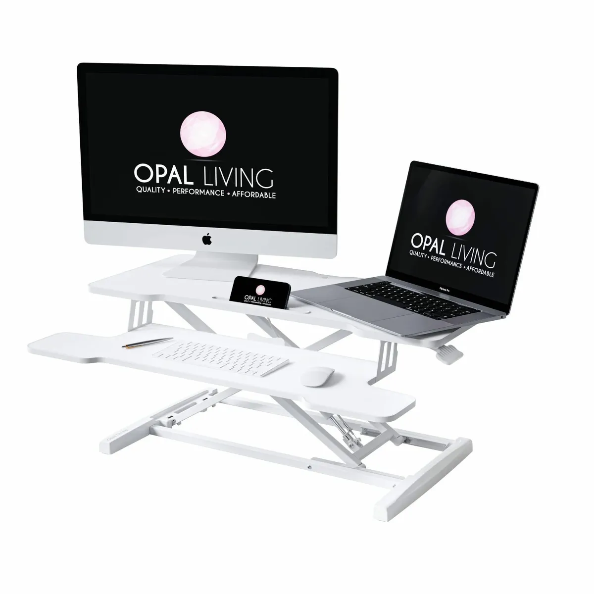 Medium 32 / 81 cm White Standing Desk Converter - Image 1