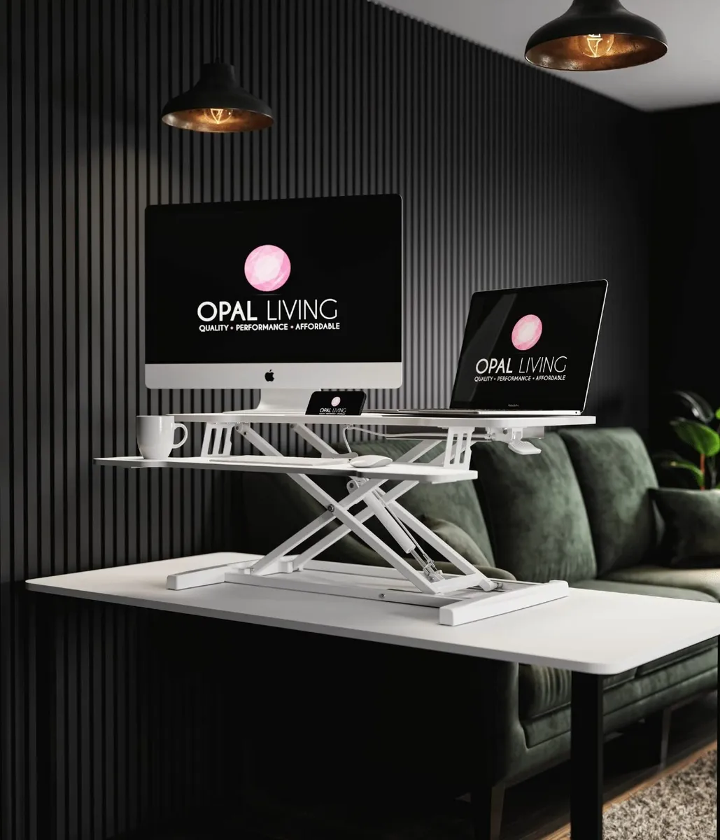 Medium 32 / 81 cm White Standing Desk Converter - Image 2