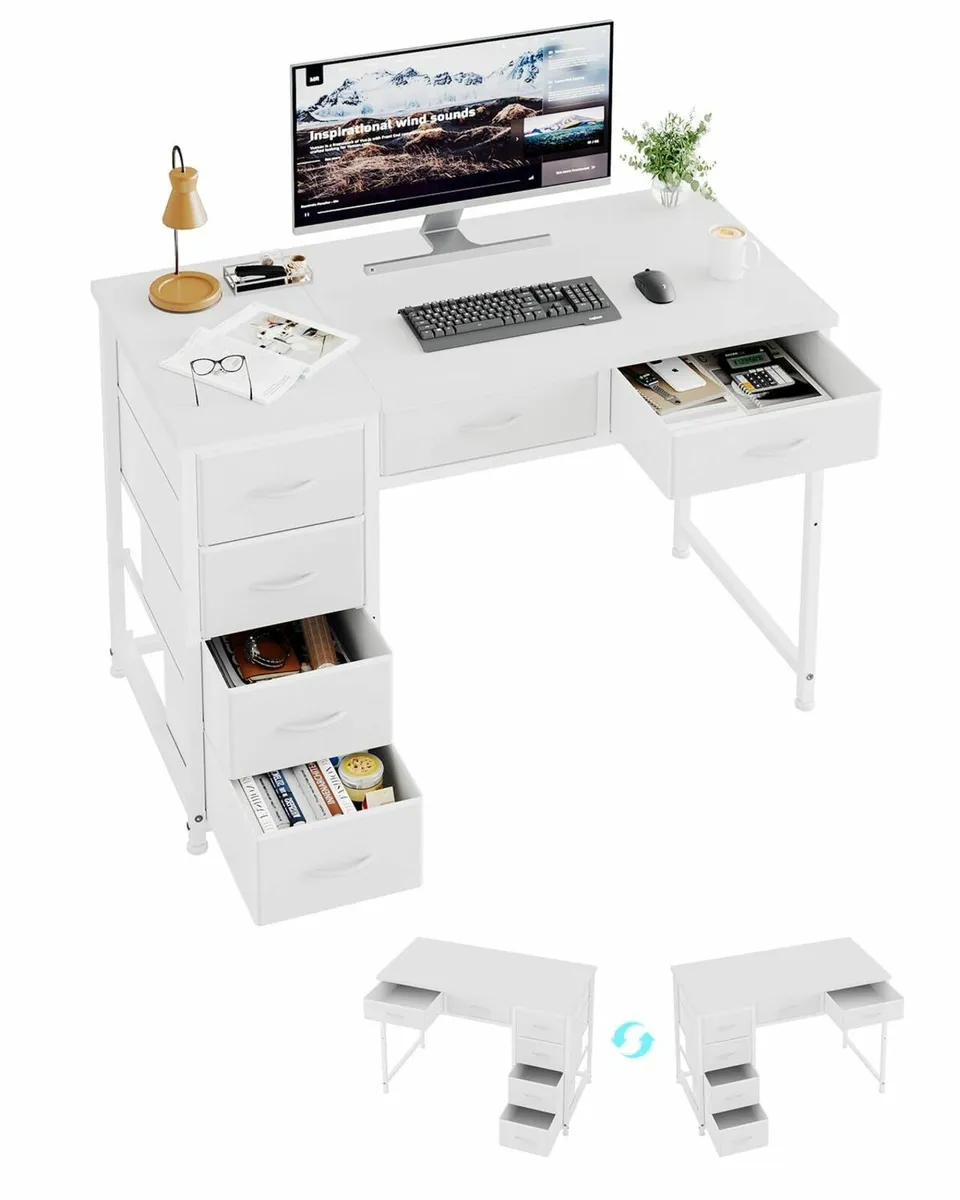 100x48 cm Desk Computer with 6 Fabric Drawers - Image 1