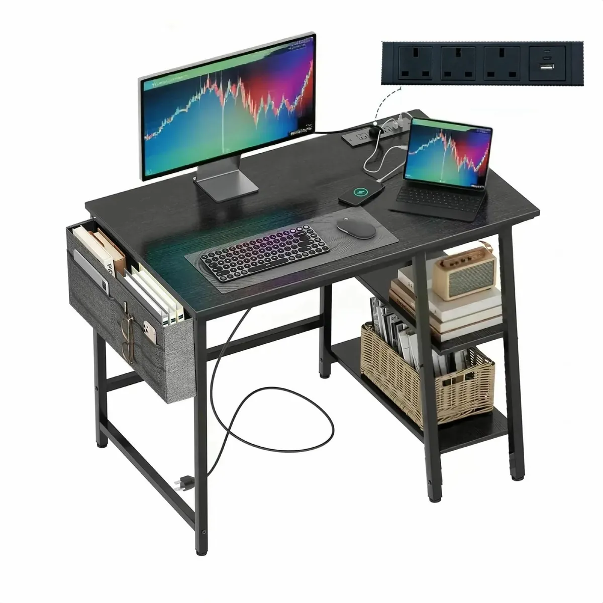 Computer Desk 80cm Gaming Desks with USB Charging - Image 1