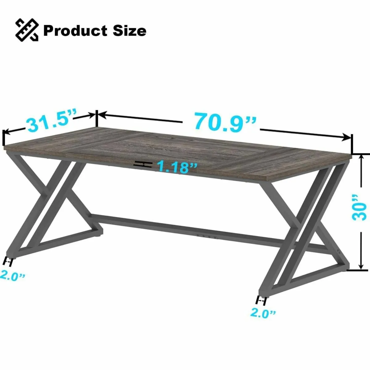 Long Rustic Computer Desk Industrial Large Wood - Image 2