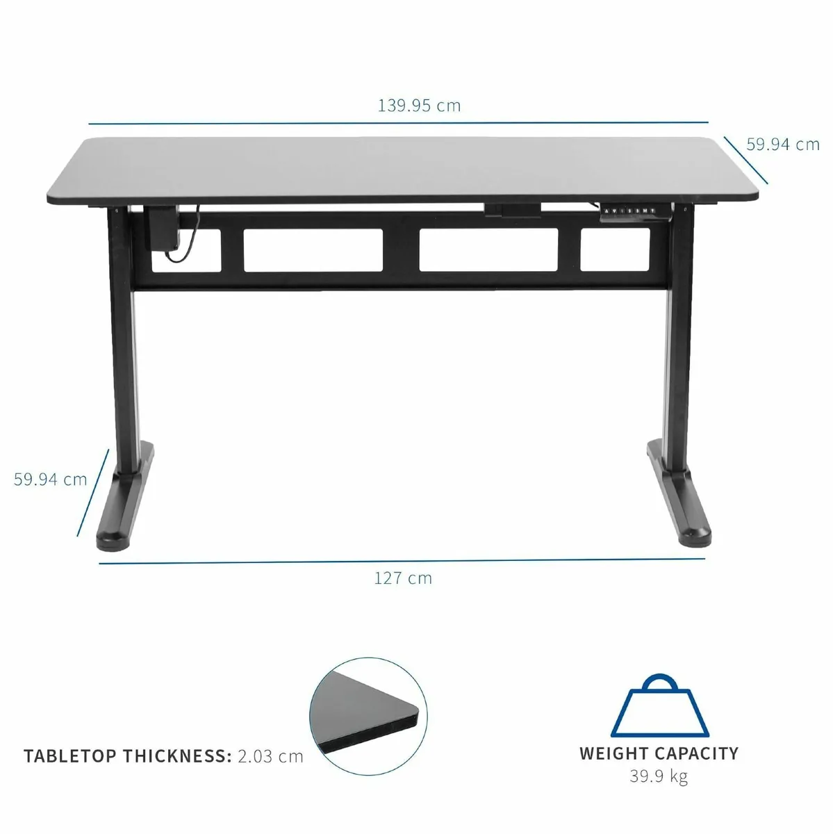 Electric 140 x 60 cm Stand Up Desk Complete - Image 3