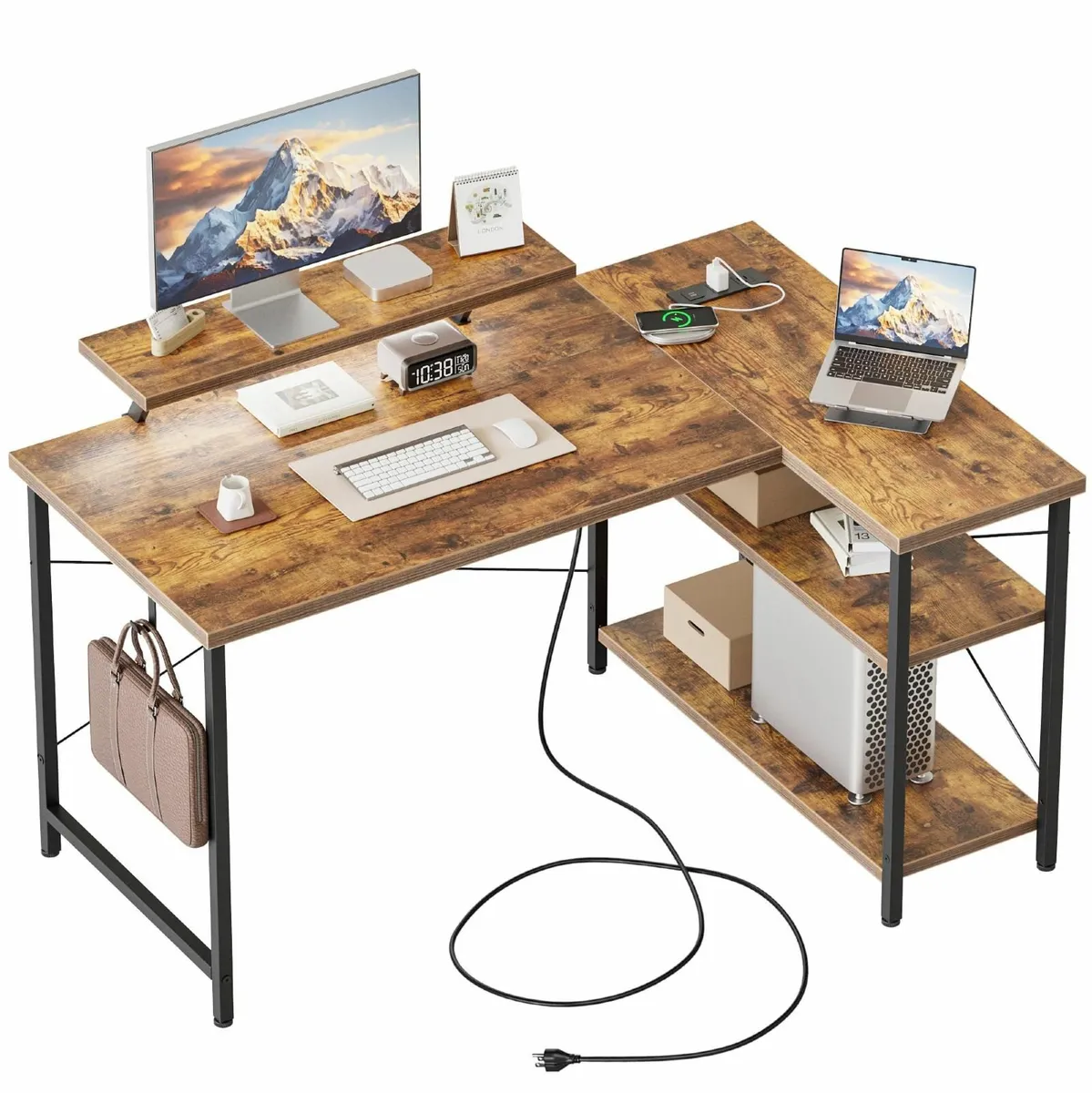 Small L-Shaped Desk with LED 120x70cm Computer - Image 1