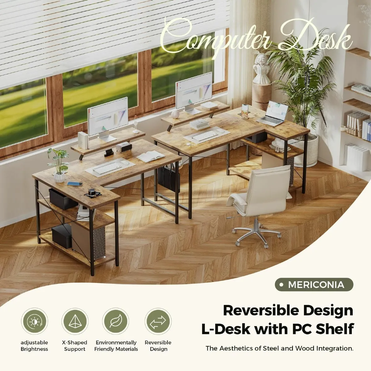 Small L-Shaped Desk with LED 120x70cm Computer - Image 3