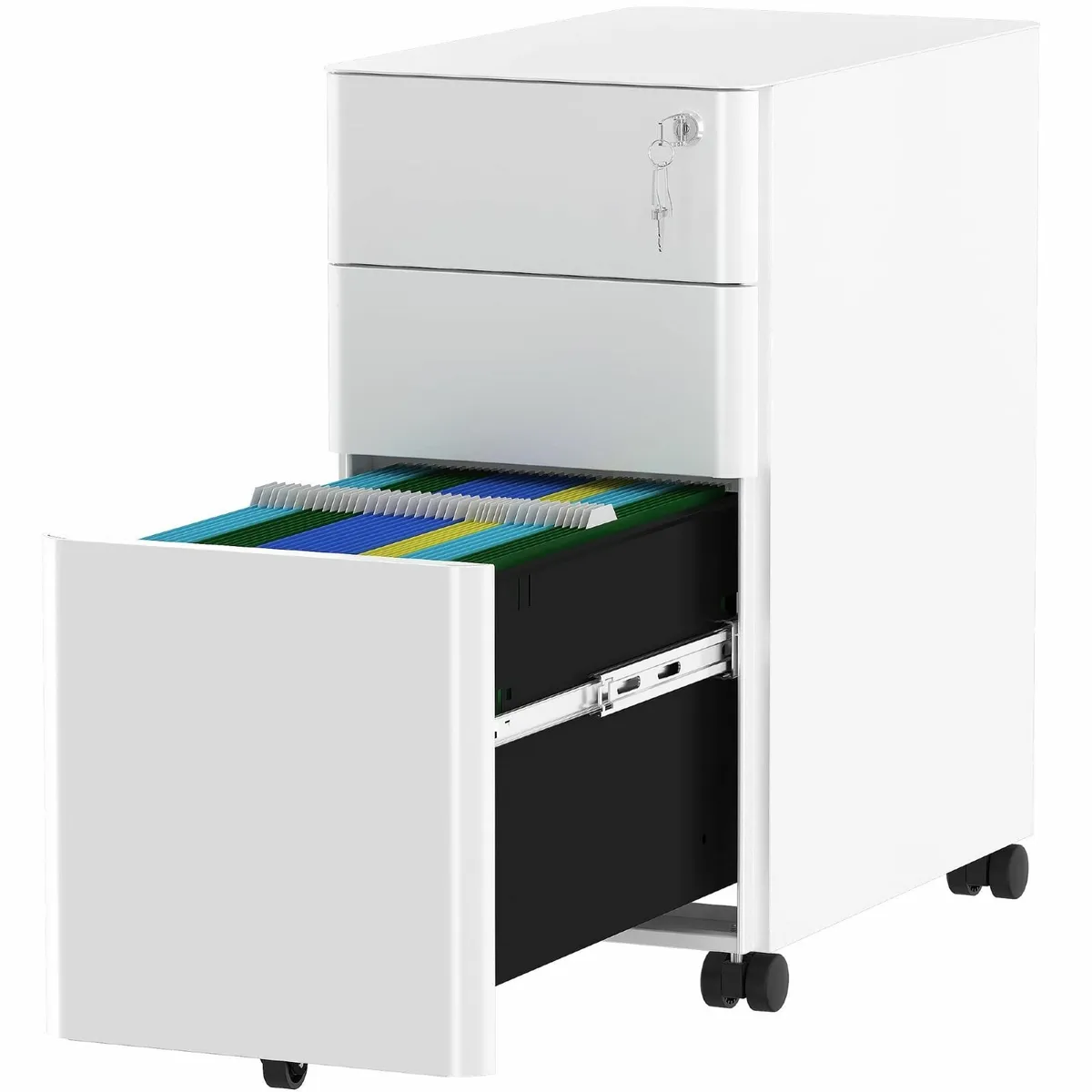 File Cabinet Metal with 3 Lockable Drawers Mobile - Image 1