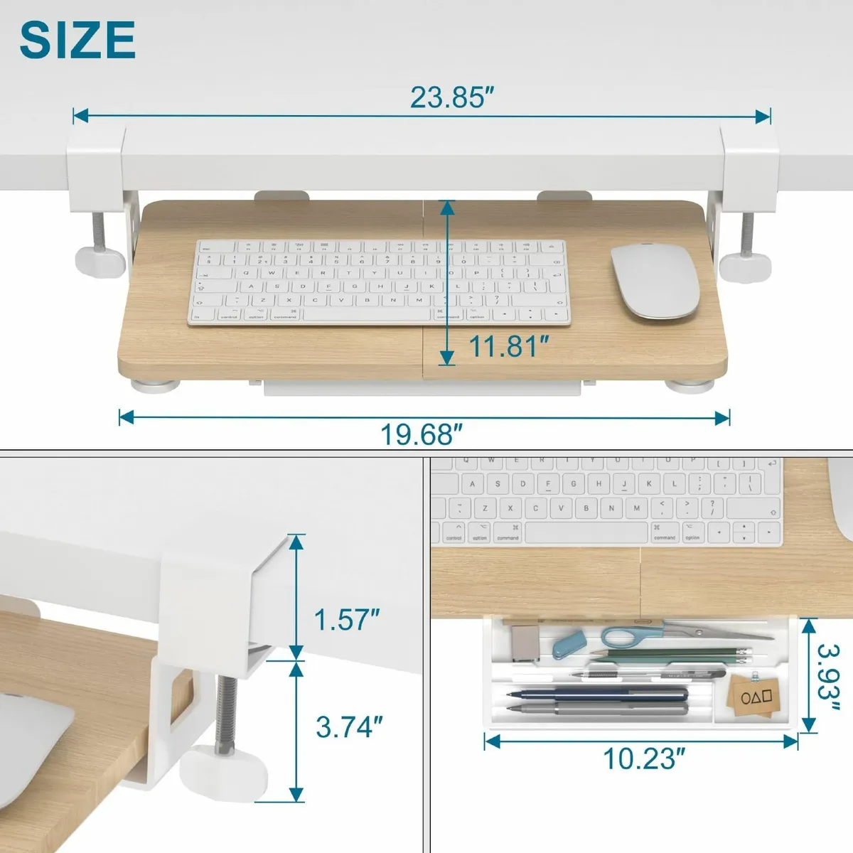 Keyboard Tray under Desk 50x30cm Pull-out Drawer - Image 3