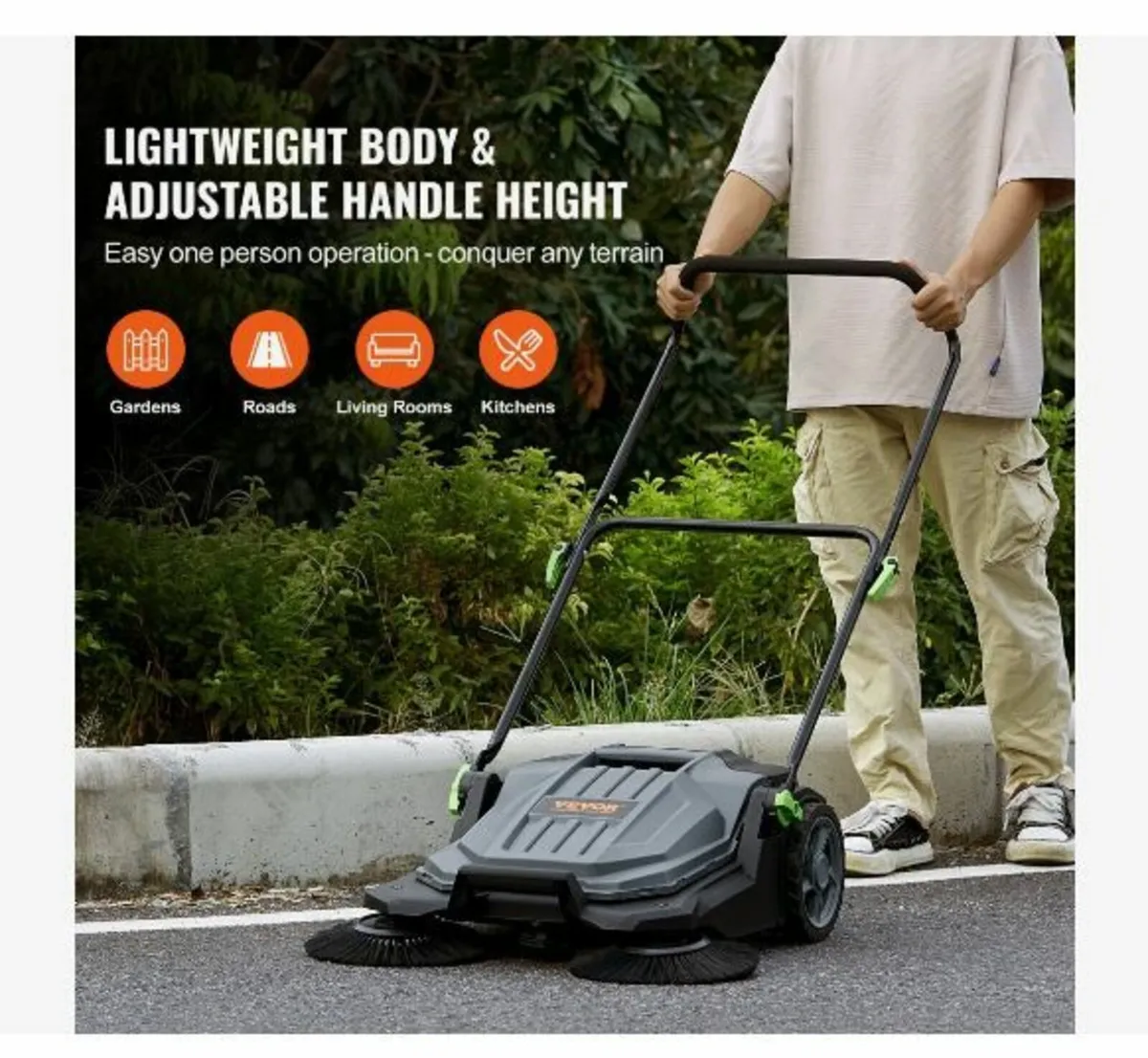 Walk-behind Hand Push Floor Sweeper, 65 cm - Image 2