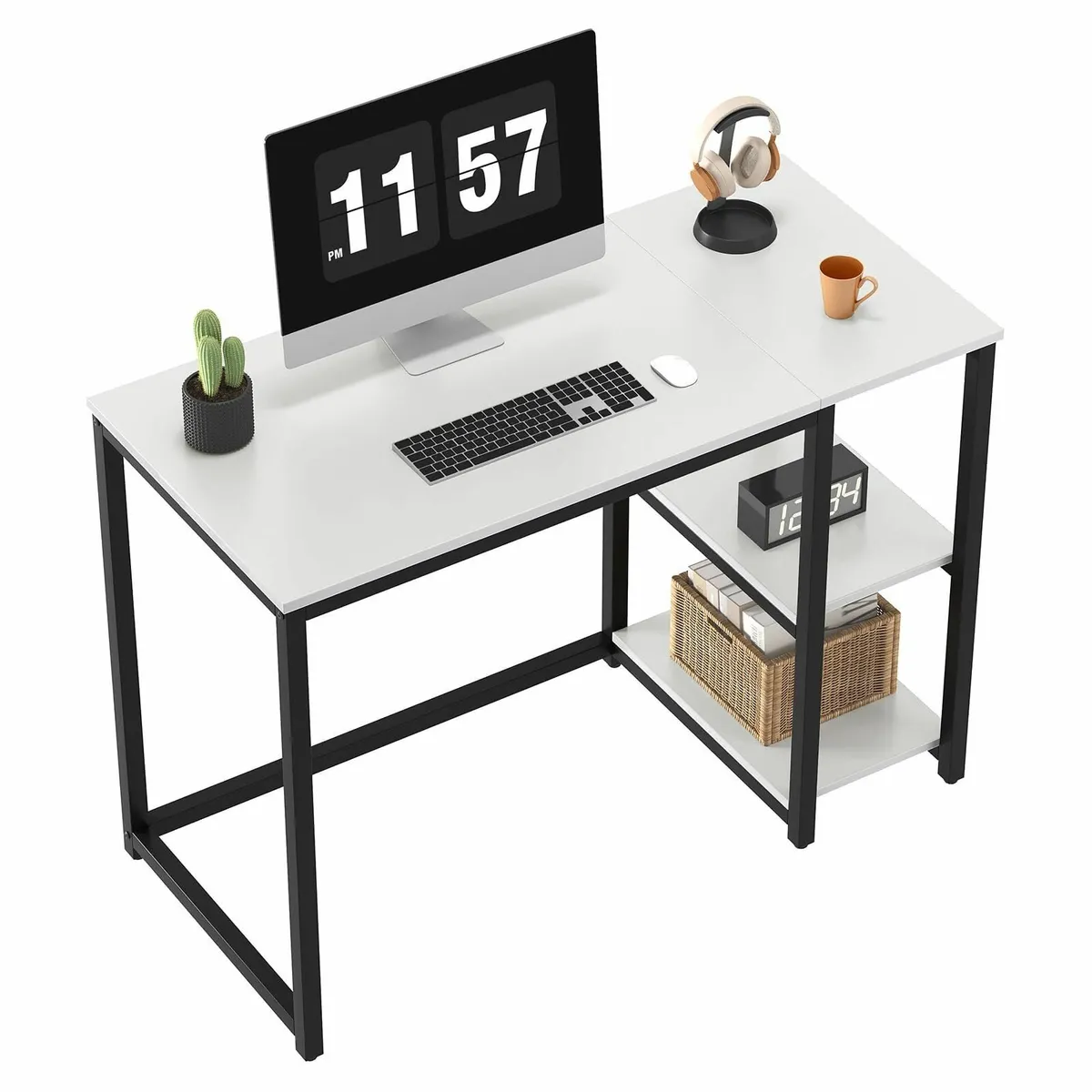 Computer Desk with 2-Tier Shelves 100cm Small - Image 1