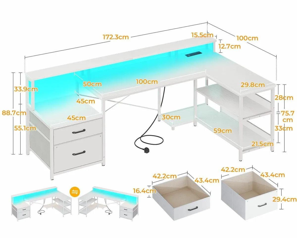 Corner Desk with Drawers 172x100 cm L Shaped - Image 3