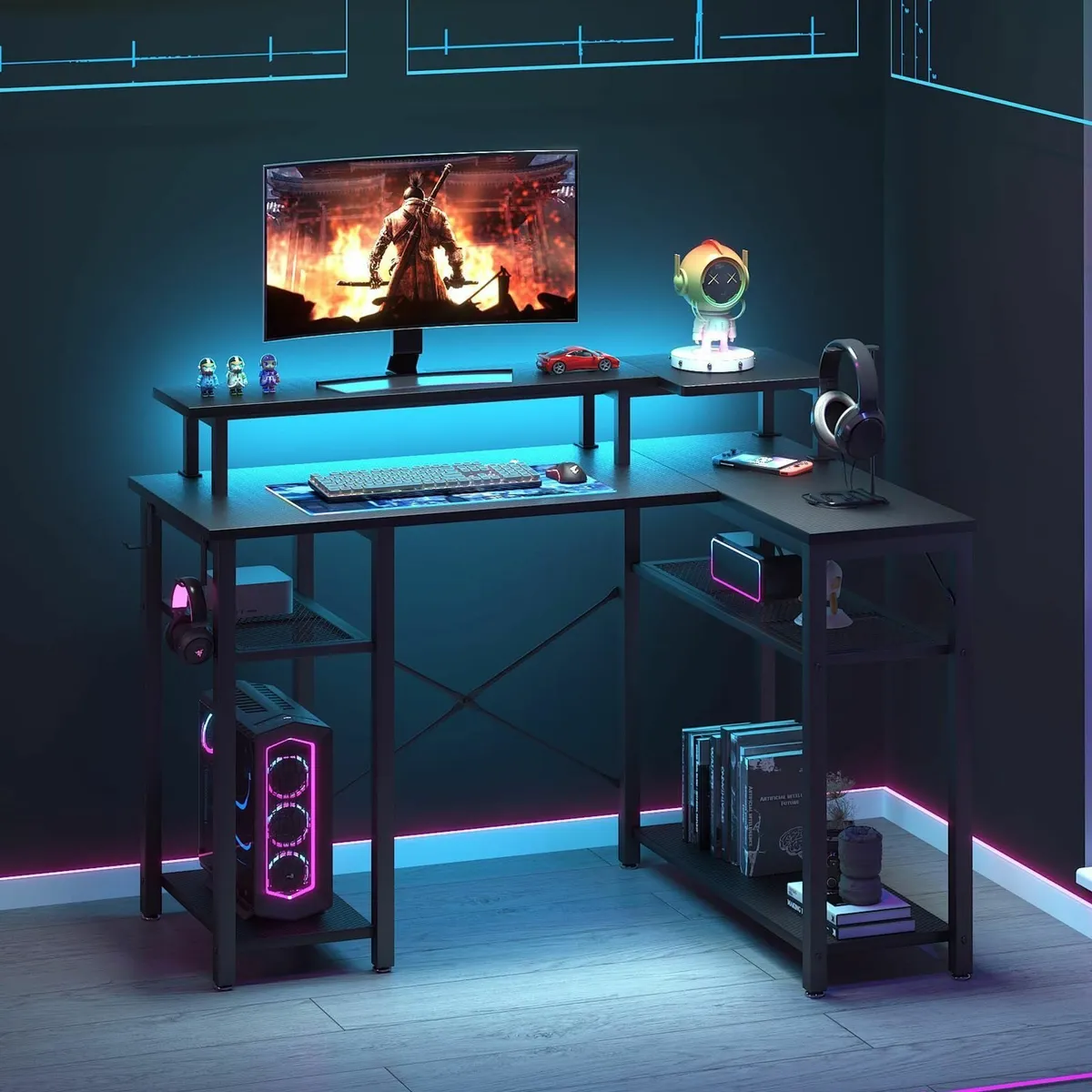 Computer desk L-shaped Corner with 2-Layer - Image 4