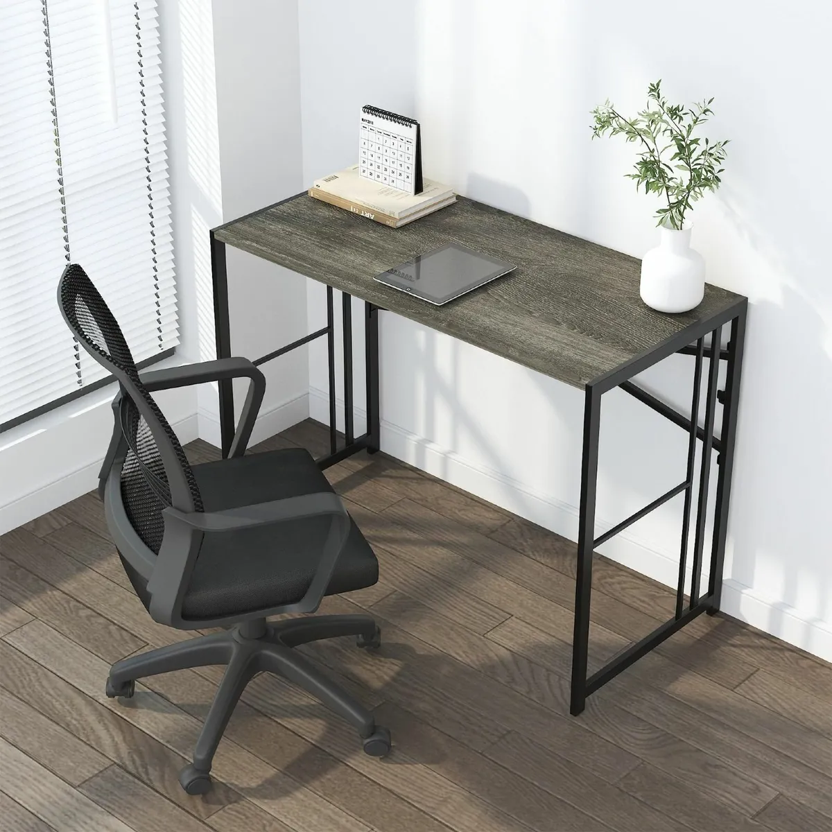 103 cm Folding Desk Writing Gaming Computer - Image 2