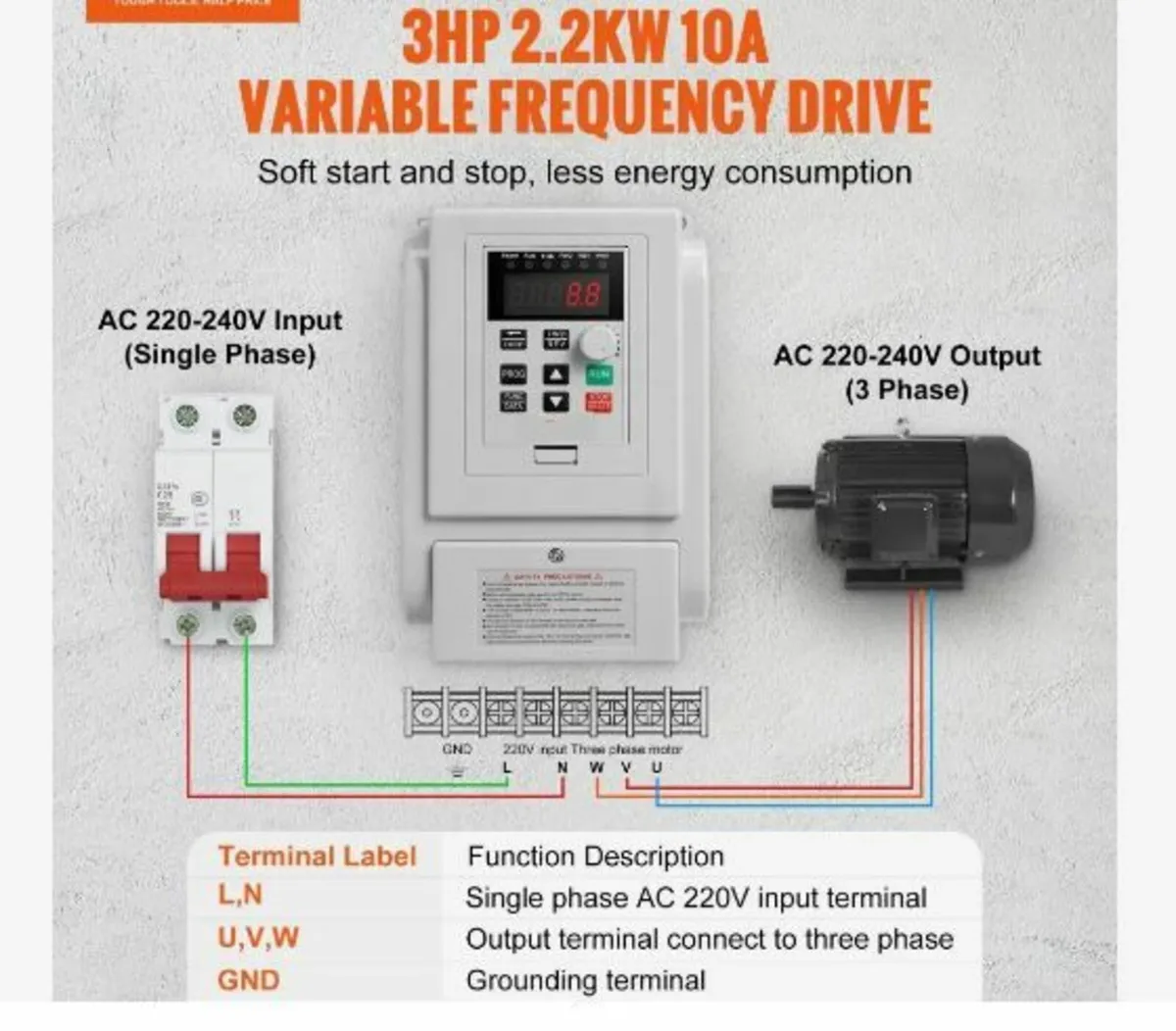 VFD 2.2KW 10A 3HP Variable Frequency - Image 3