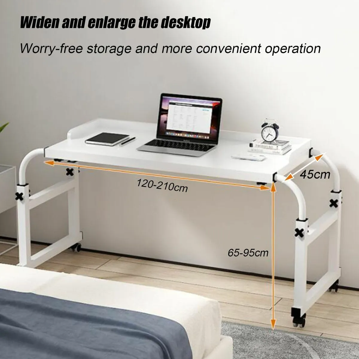 Height Adjustable Overbed Table with Wheels - Image 2