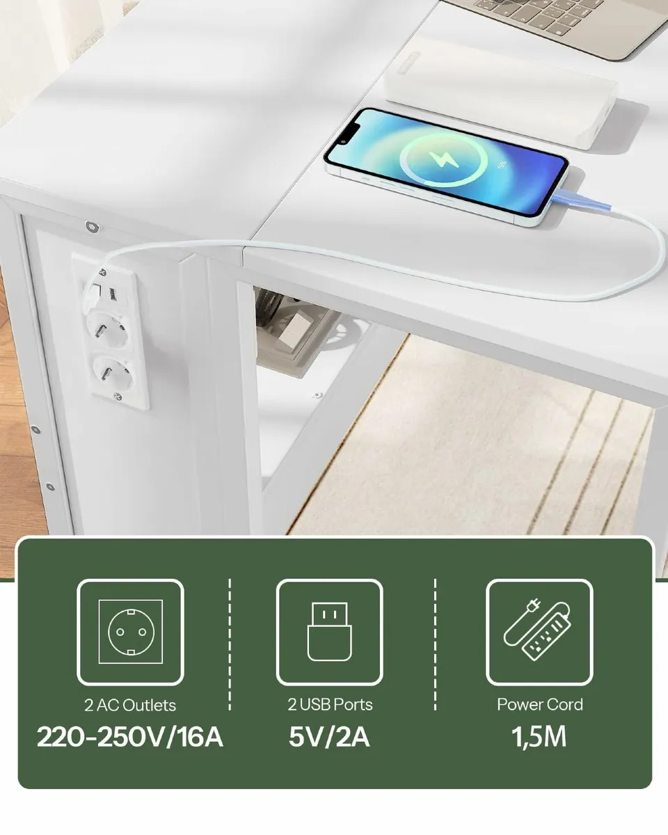 Folding Desk with Storage Shelf 80 cm Computer - Image 3