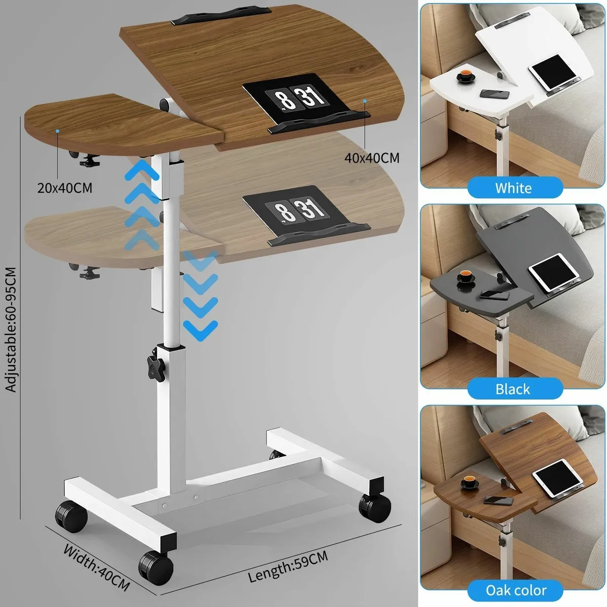Adjustable Overbed Laptop Table with Split - Image 3