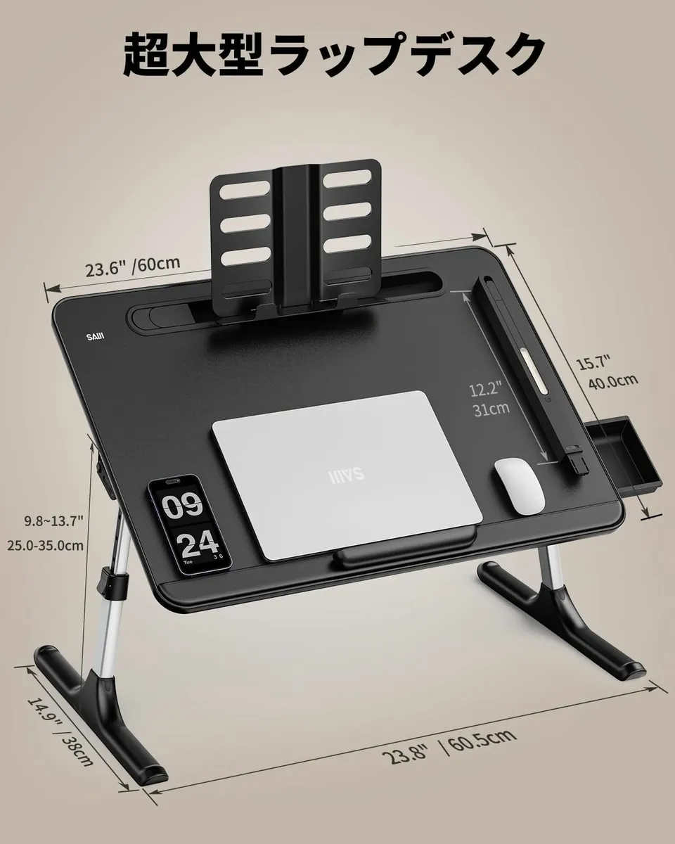 laptop tray Table with LED Light Height Angle - Image 3