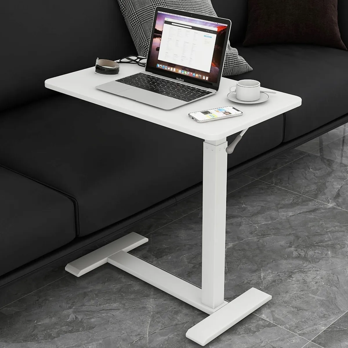 Medical Adjustable Overbed Bedside Table with - Image 1