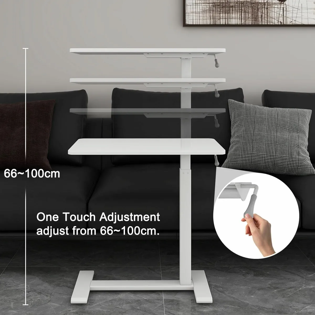 Medical Adjustable Overbed Bedside Table with - Image 3