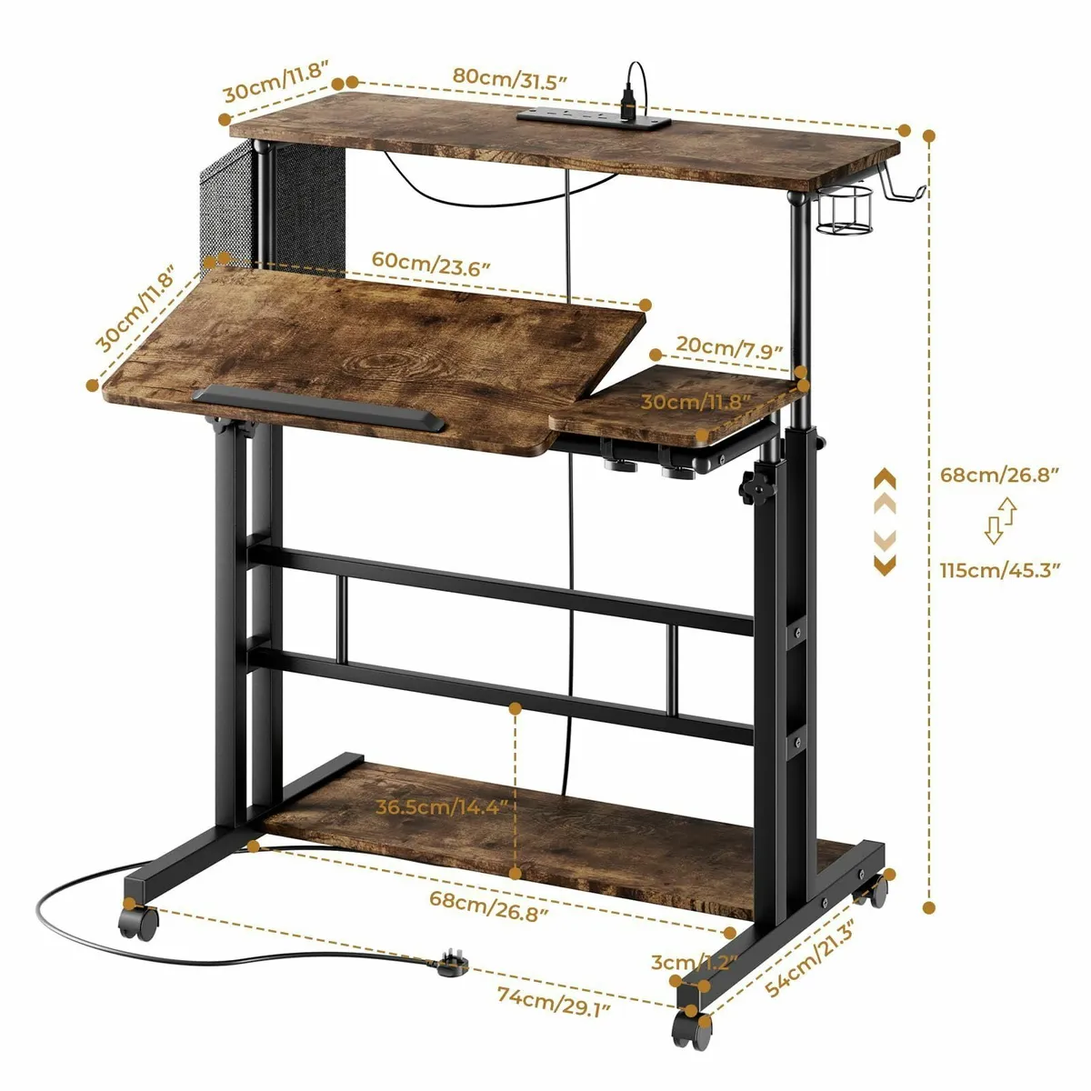 Standing Desk with Power Outlets Strip Lights - Image 2