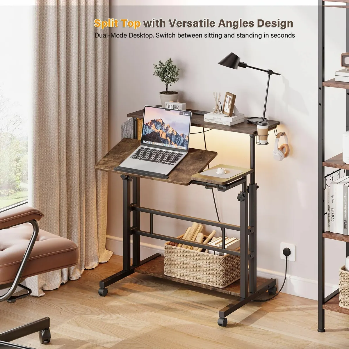 Standing Desk with Power Outlets Strip Lights - Image 3