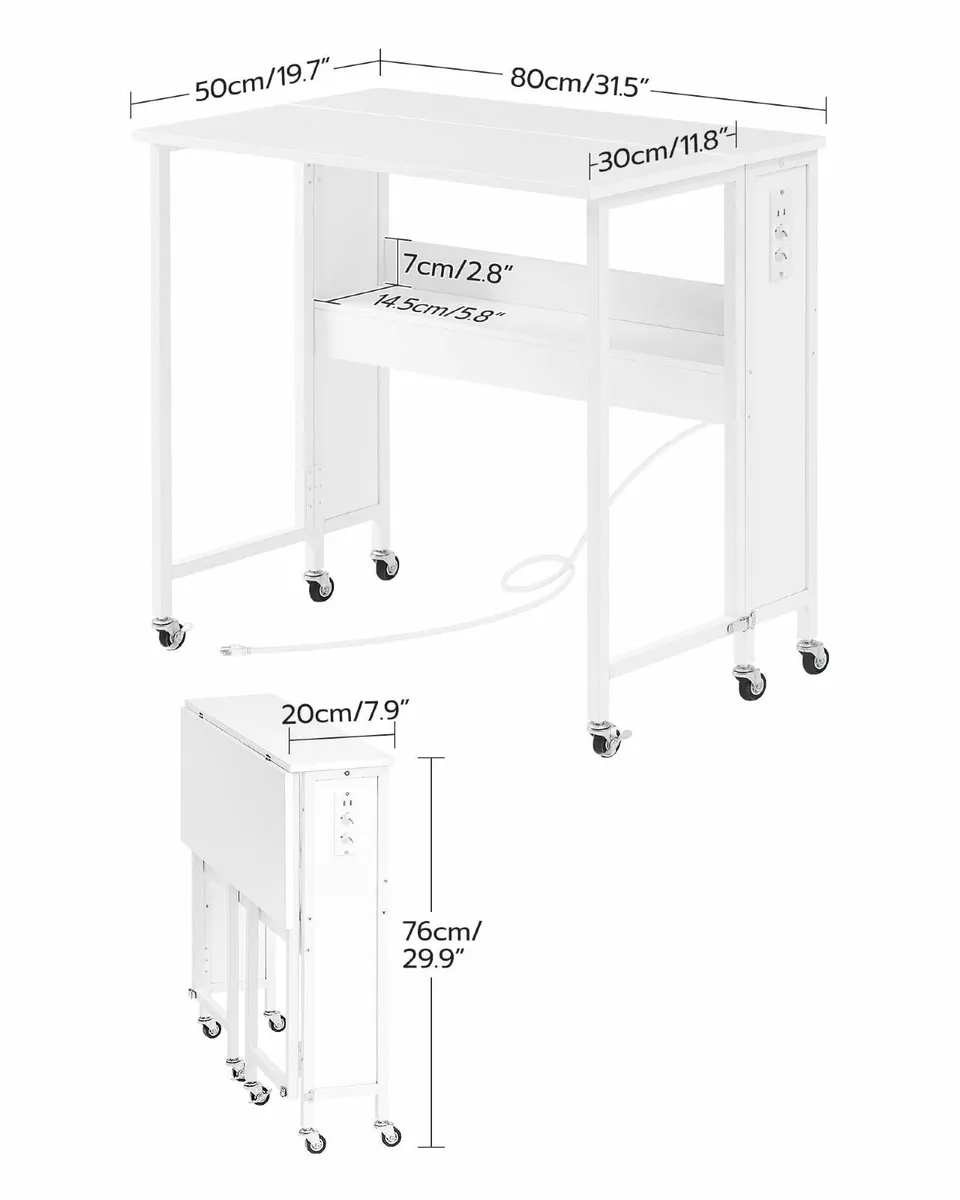 Folding Desk with Storage Shelf 80 cm Computer - Image 2