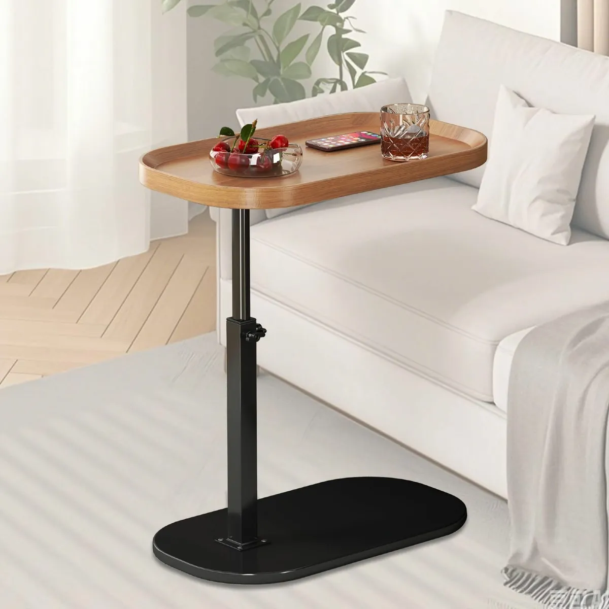 Adjustable Height C Shaped Side Table Lift up - Image 1