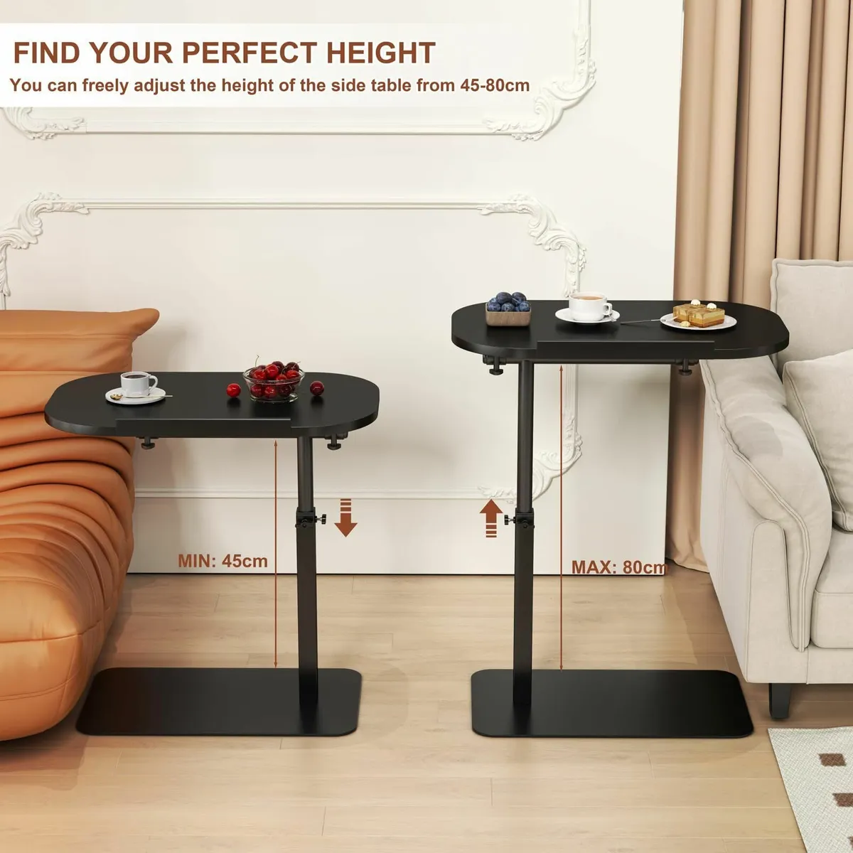 C Shaped Side Table Adjustable Height 360degreesSw - Image 2