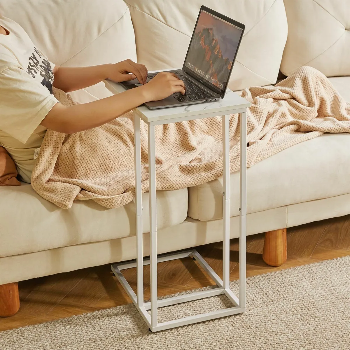 Set of 2 Sofa Side Table C Shaped End Snack - Image 2