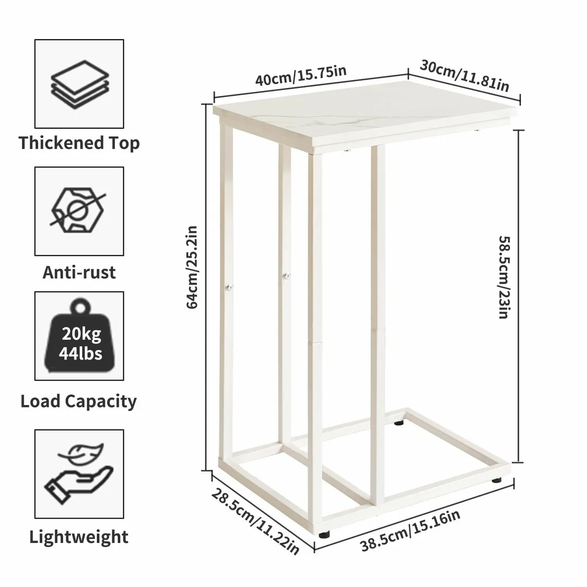 Set of 2 Sofa Side Table C Shaped End Snack - Image 3