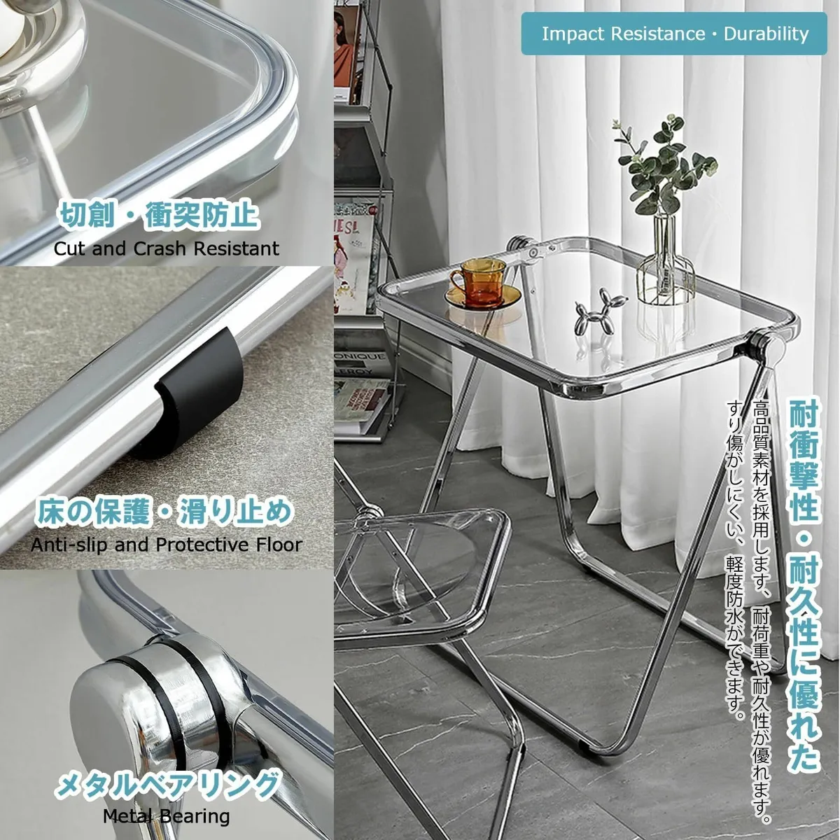 Folding TV Tray Table Clear Acrylic Foldable No - Image 4
