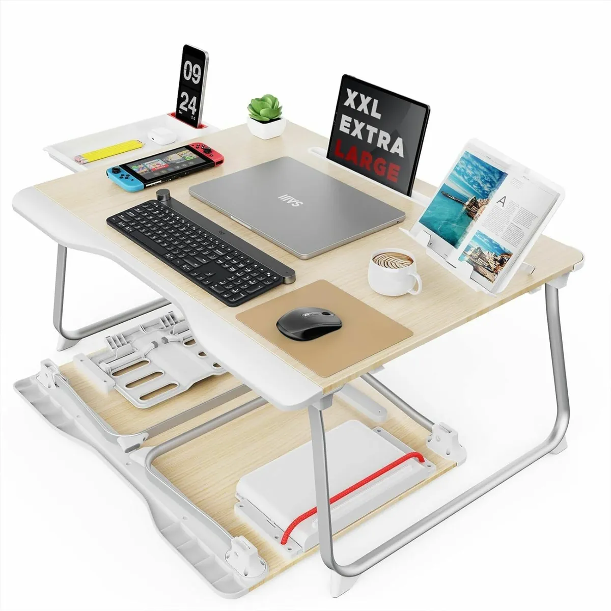 Desk laptop table Stable Large Foldable Tray with - Image 1
