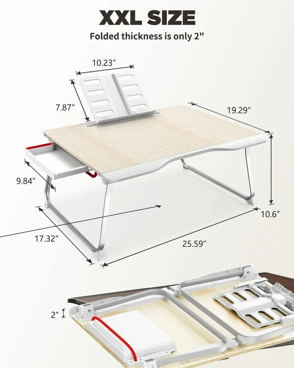 Desk laptop table Stable Large Foldable Tray with - Image 2