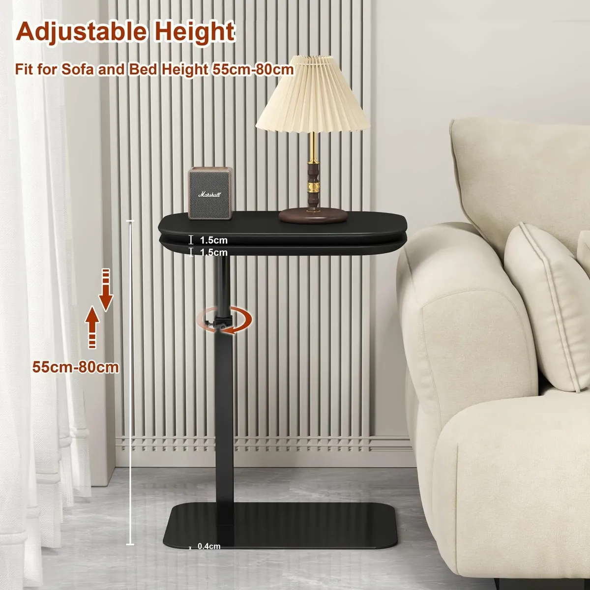 Adjustable Height C Shaped Side Table 360degreesSw - Image 2