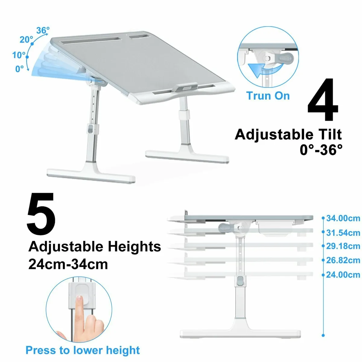 Laptop Bed Desk Leather Adjustable Height Angle - Image 2