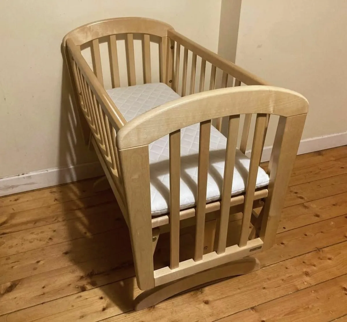 Solid Wooden Baby Rocking Crib + Mattress - Image 4