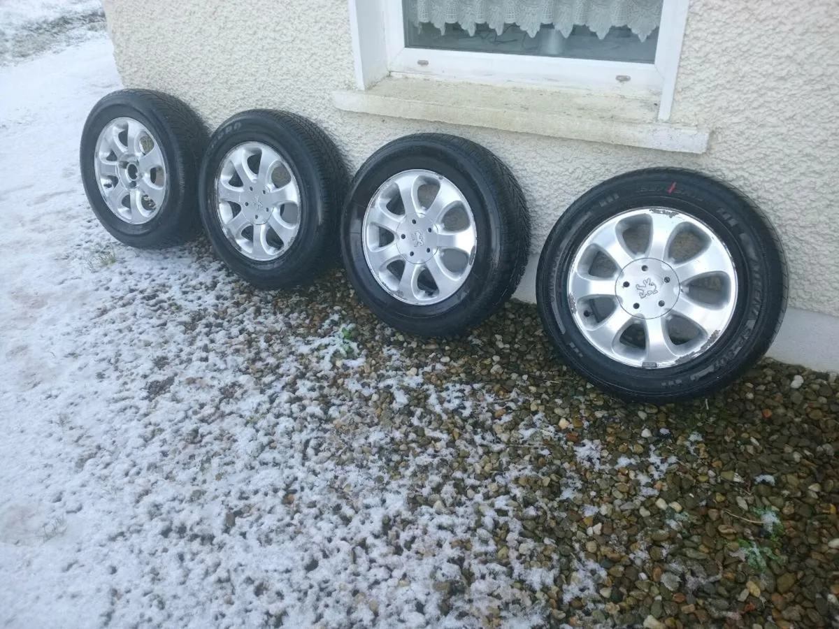 15 Inch Peugeot Alloys With Very Good Tyres - Image 1