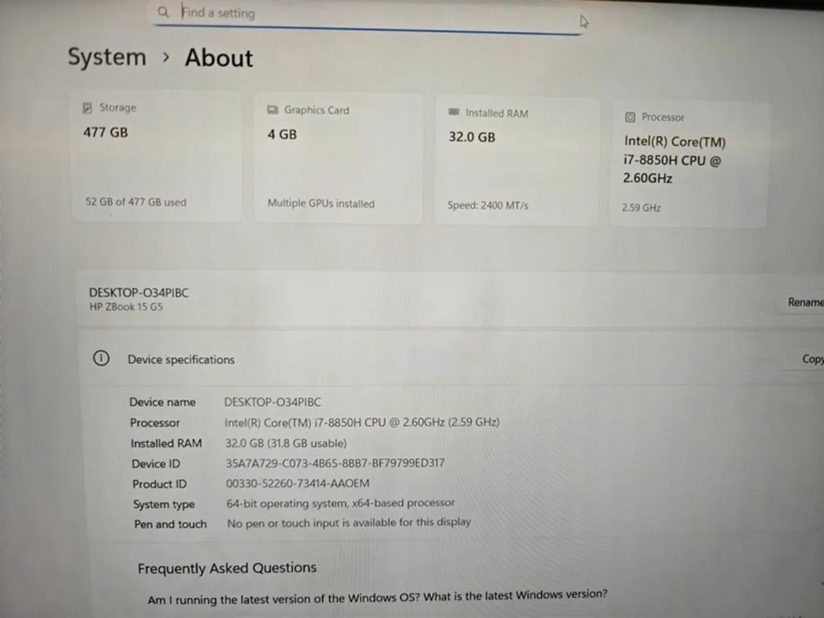 HP ZBook 15 G5 | i7 | 32GB | 512GB | 15.6" FHD | - Image 3