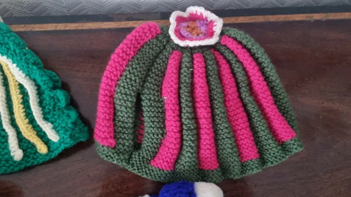 Hand Knitted Tea Cosy Set - Image 3