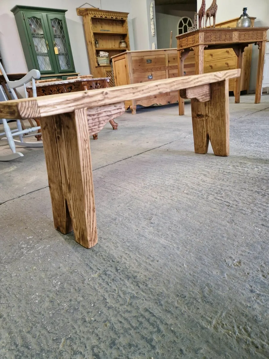 Reclaimed pine rustic style benches - Image 3
