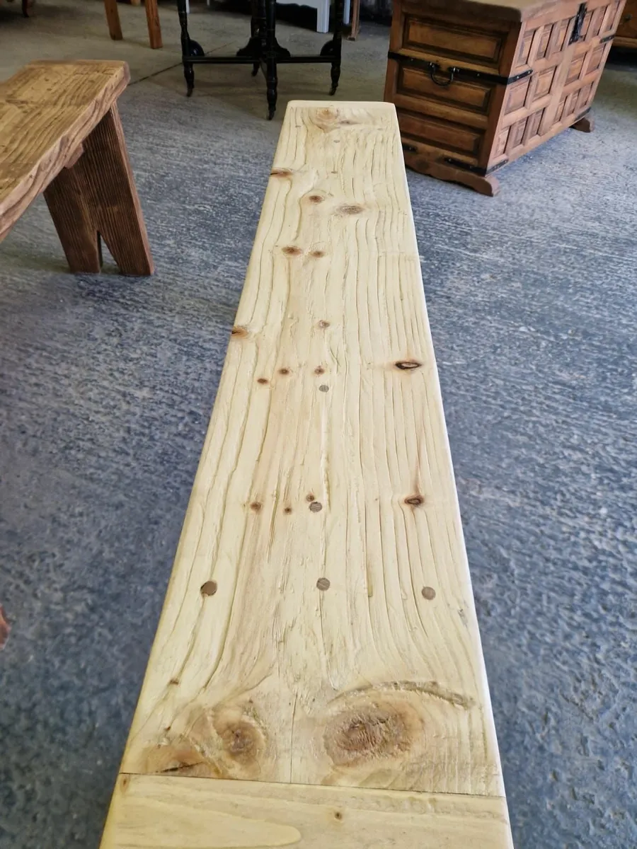 Reclaimed pine rustic style benches - Image 4