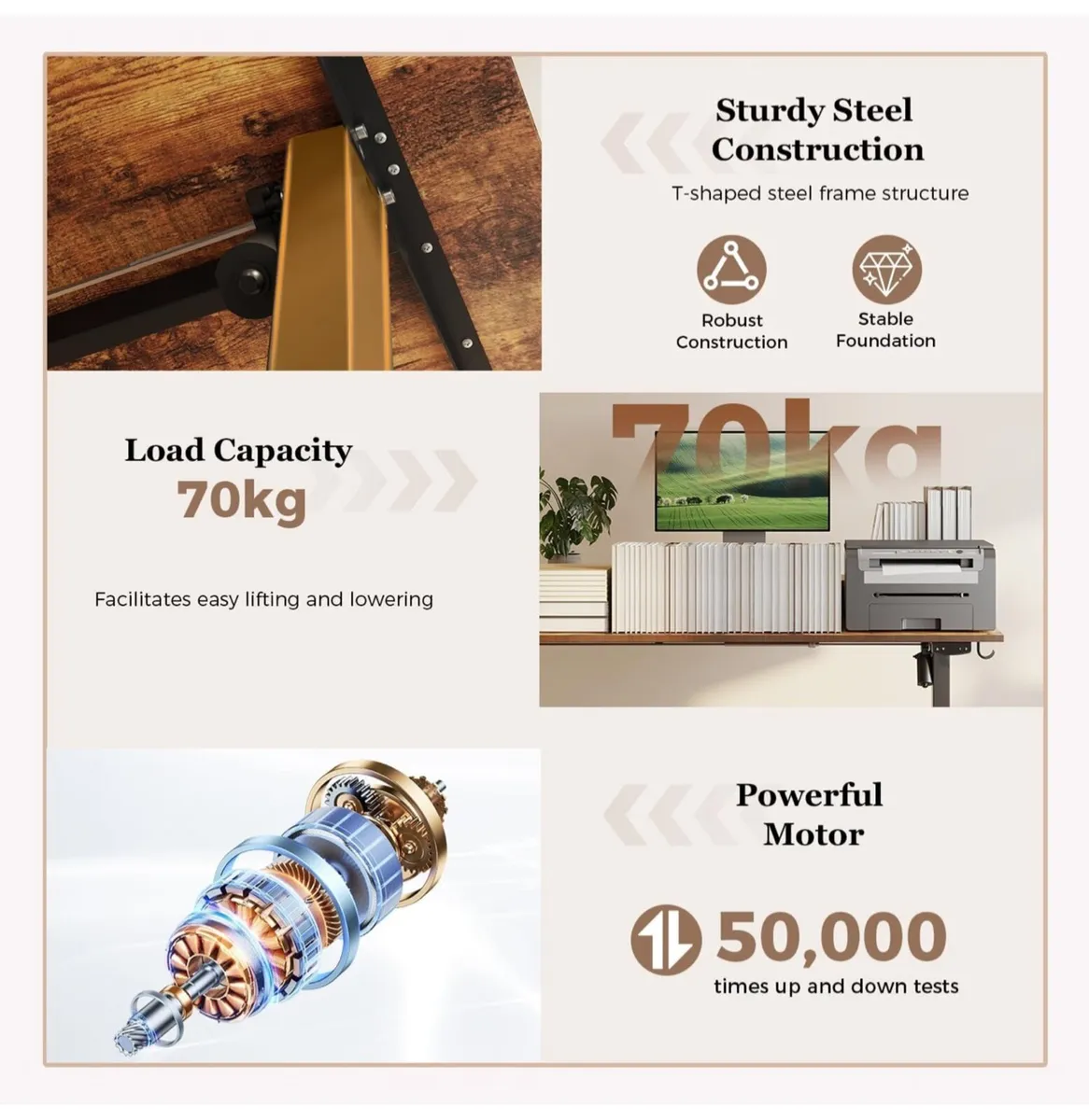 Height-Adjustable Desk with Double Drawers - Image 4