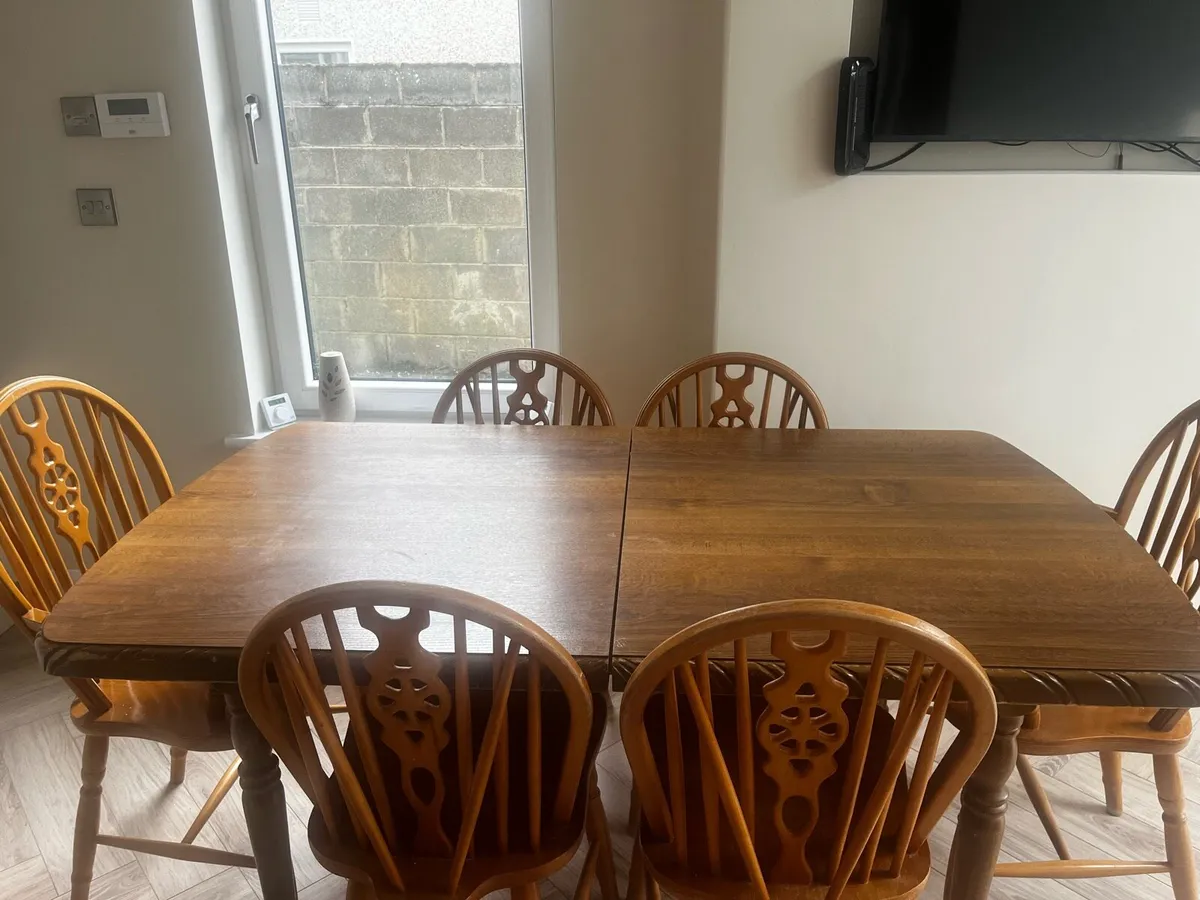Solid Wood Extendable Dining Table & 6 Chairs - Image 1
