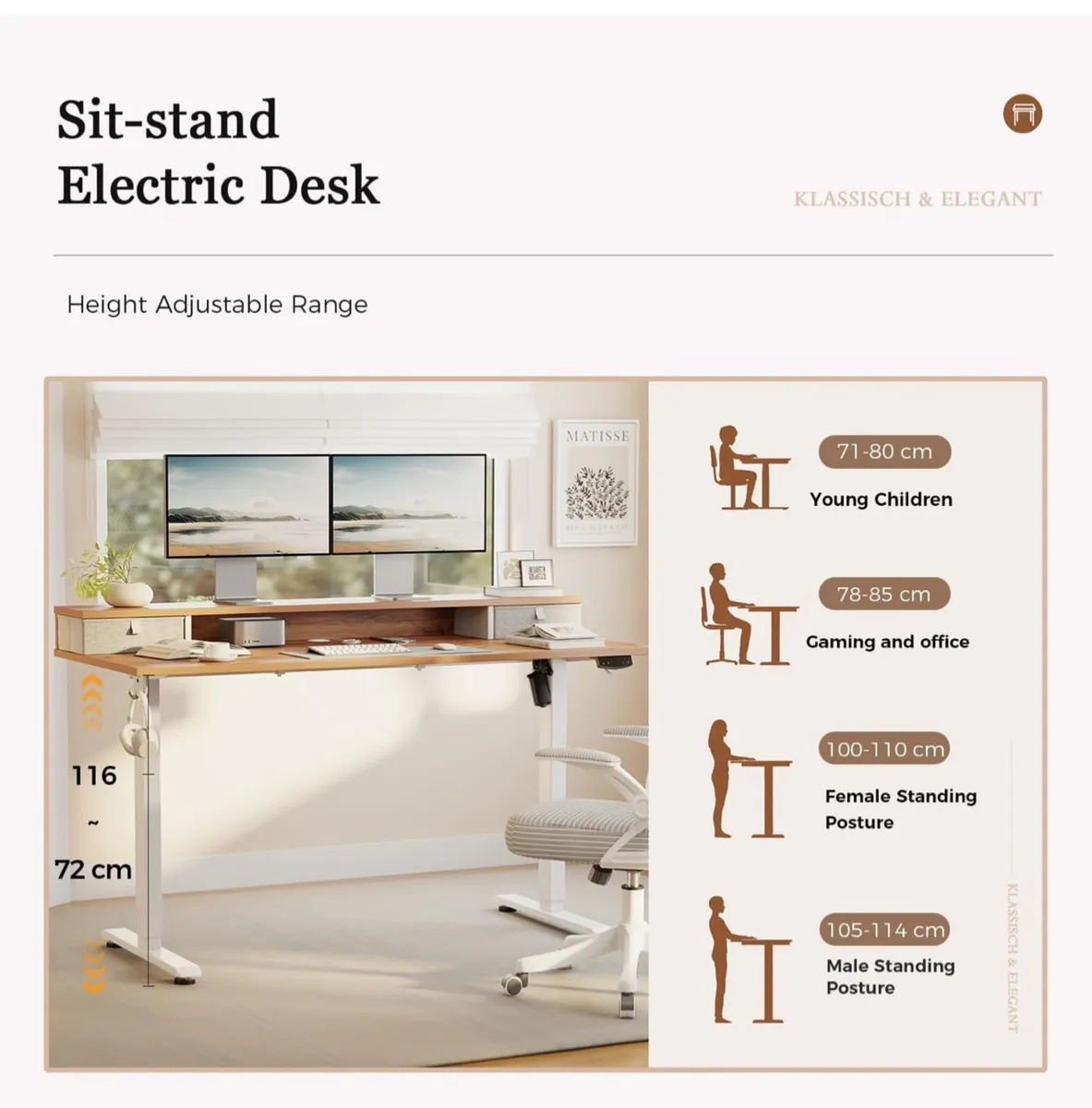Ergonomic Standing Desk, 120 x 60 cm - Image 1