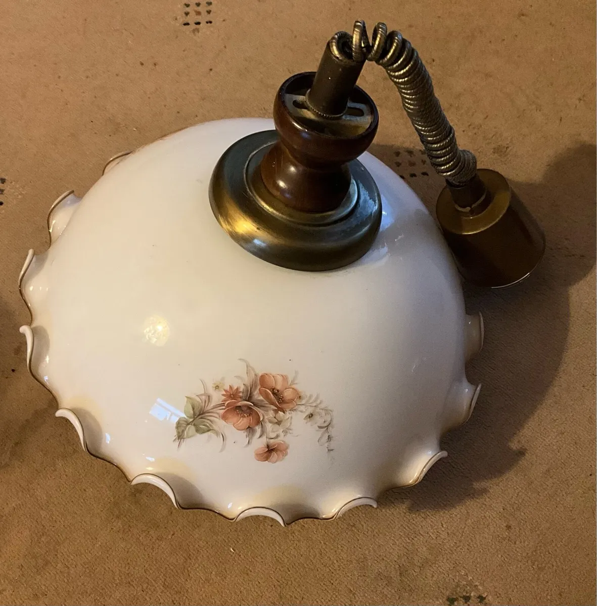 Vintage Floral Chandelier Adjustable Brass Pendant - Image 4