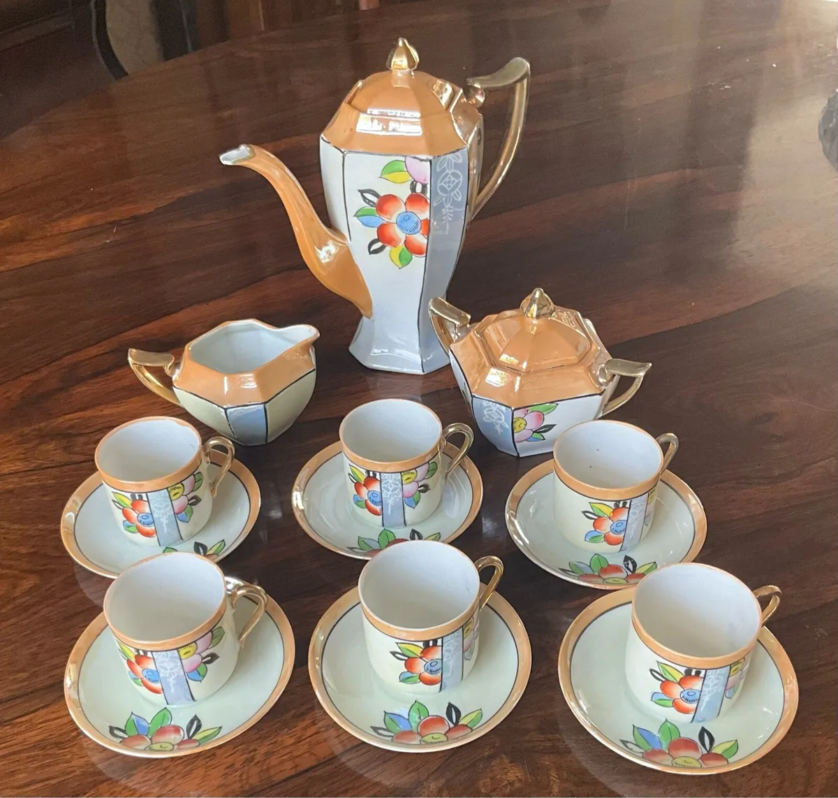 Japanese Hand Painted Lustre Coffee Set - Image 1