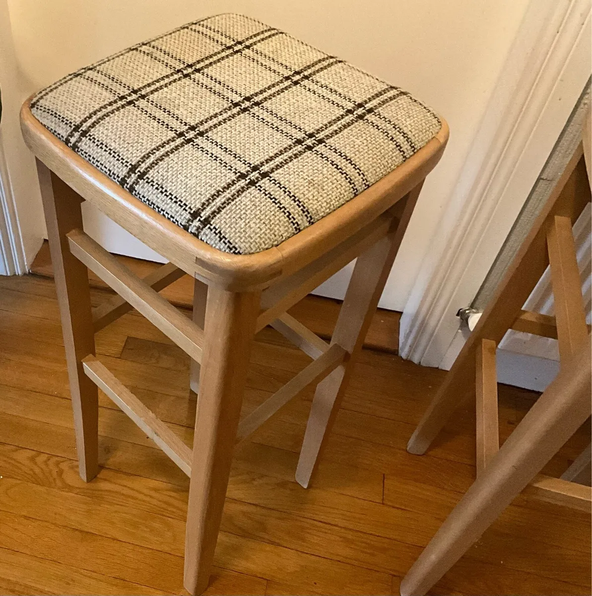 Pr. Vintage Retro Wood Mid Century Stools - Image 2