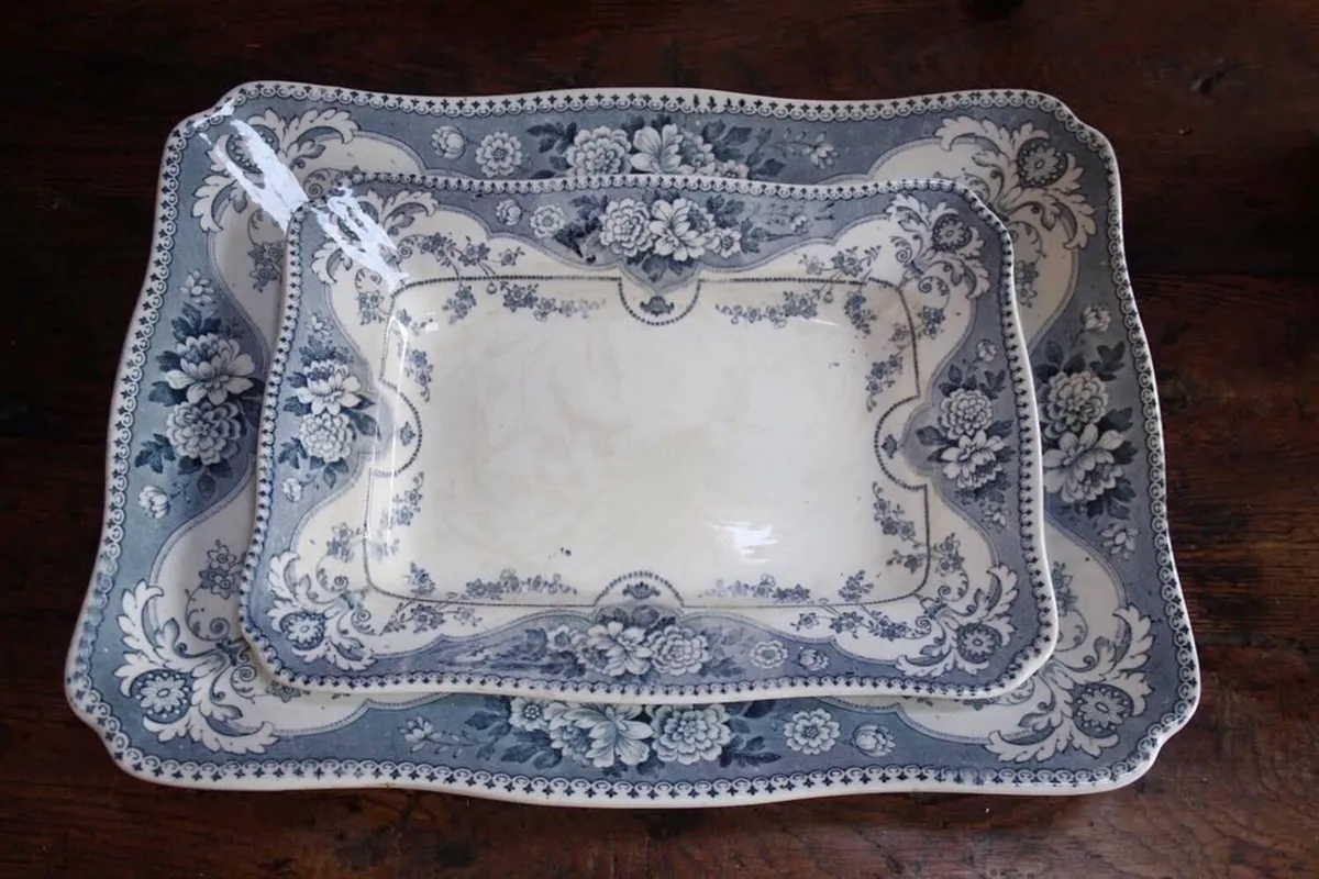 Two Antique Meat Platters - Image 1
