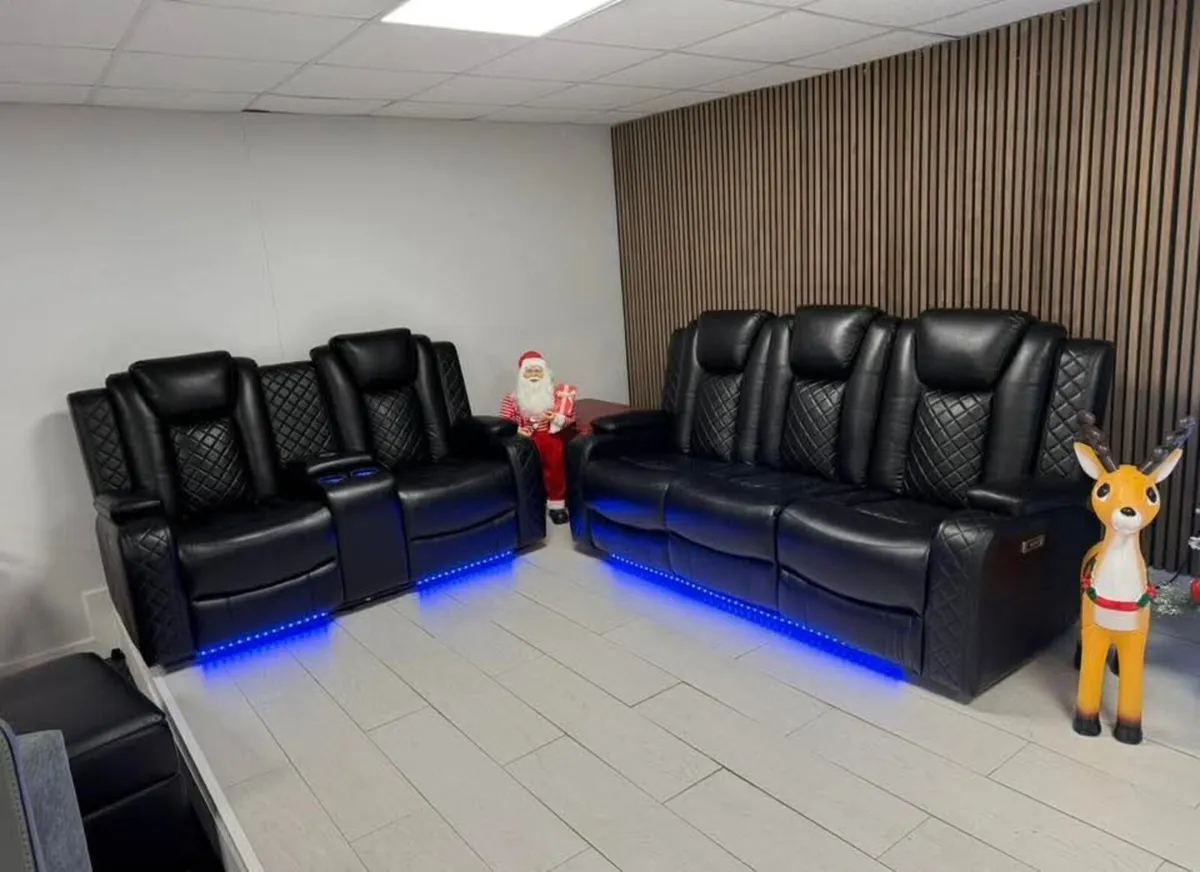 Ashbyrne Grey Electric Leather Recliner Sofa Set - Image 4